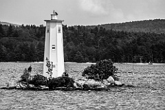 Loon Island Light on Lake Sunapee in New Hampshire -BW